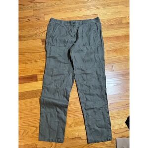 LOFT Linen Olive Green Utility Cargo Pants Size 4 Square Pocket LN